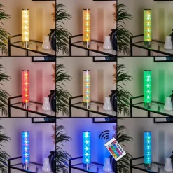 Lampe de table Hatara LED Chrome, 1 lumière, Télécommandes, Changeur de couleurs