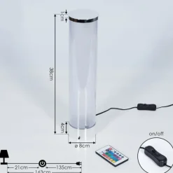 Lampe de table Hatara LED Chrome, 1 lumière, Télécommandes, Changeur de couleurs