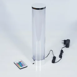 Lampe de table Hatara LED Chrome, 1 lumière, Télécommandes, Changeur de couleurs