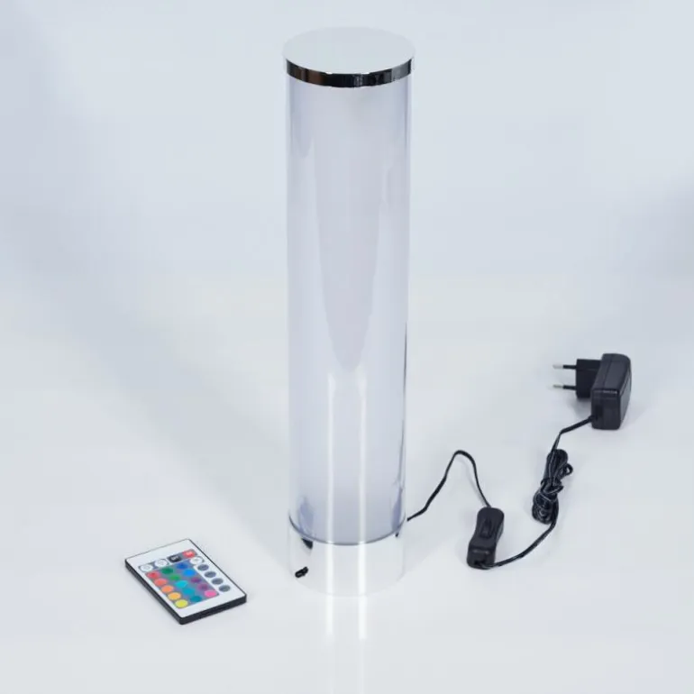 Lampe de table Hatara LED Chrome, 1 lumière, Télécommandes, Changeur de couleurs