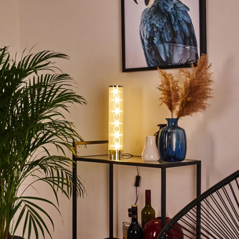Lampe de table Hatara LED Chrome, 1 lumière, Télécommandes, Changeur de couleurs