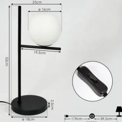 Lampe de table Hogatza Noir, 1 lumière