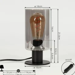 Lampe de table Hunouri Noir, 1 lumière