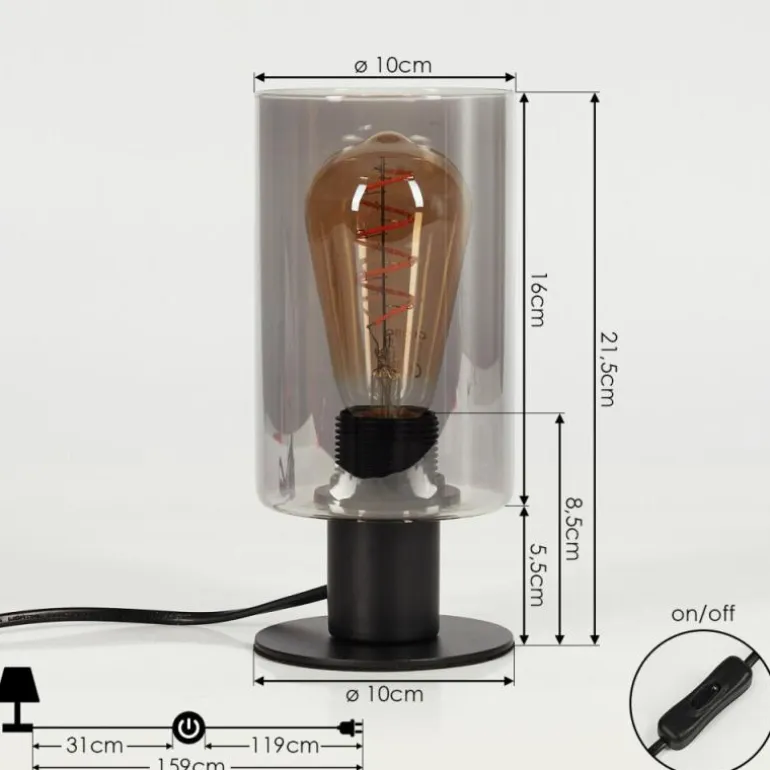 Lampe de table Hunouri Noir, 1 lumière