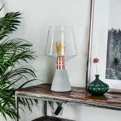 Lampe de table Jaen Gris, Cuivre, 1 lumière