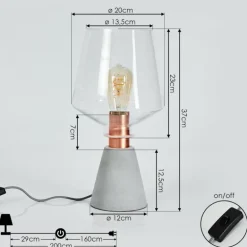 Lampe de table Jaen Gris, Cuivre, 1 lumière