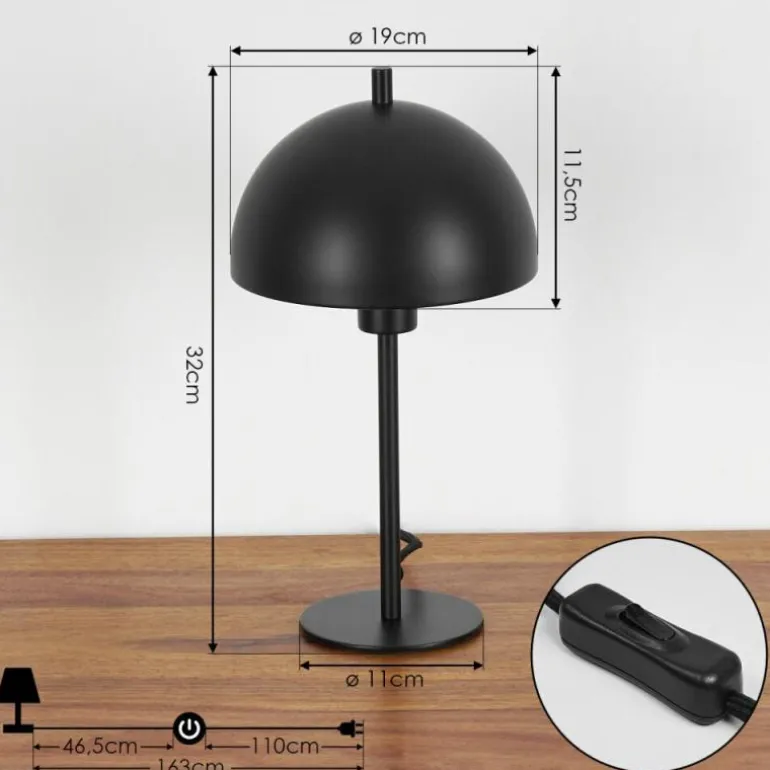 Lampe de table Kaitulai Noir, 1 lumière