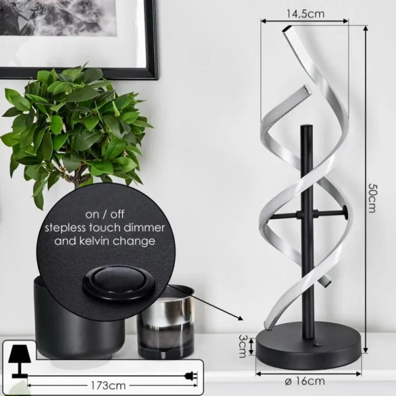 Lampe de table Khovet LED Noir, 1 lumière