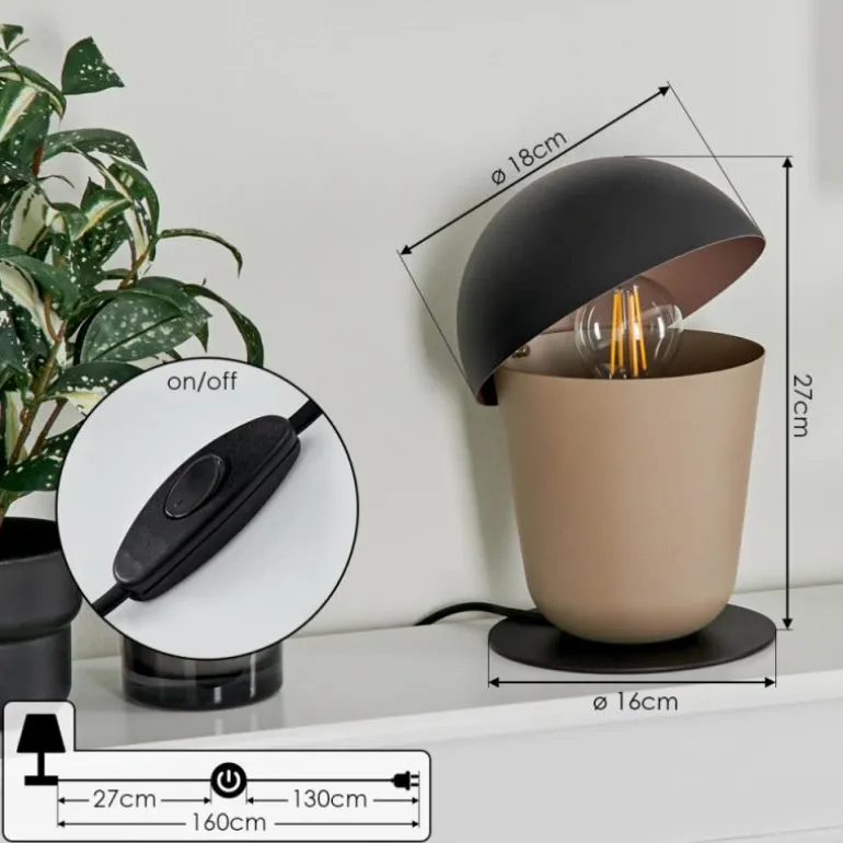 Lampe de table Khyong Beige, Noir, 1 lumière