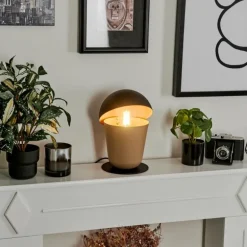 Lampe de table Khyong Beige, Noir, 1 lumière