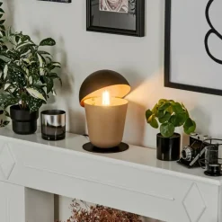 Lampe de table Khyong Beige, Noir, 1 lumière
