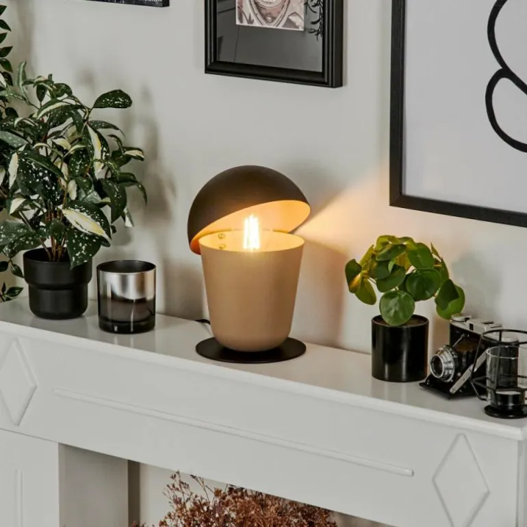 Lampe de table Khyong Beige, Noir, 1 lumière