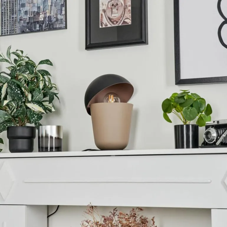 Lampe de table Khyong Beige, Noir, 1 lumière