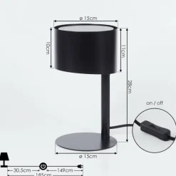 Lampe de table Launceston Noir, 1 lumière