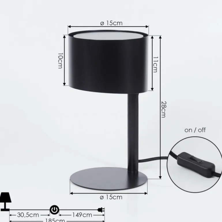 Lampe de table Launceston Noir, 1 lumière