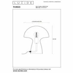 Lampe de table Lucide FUNGO Orange, 1 lumière