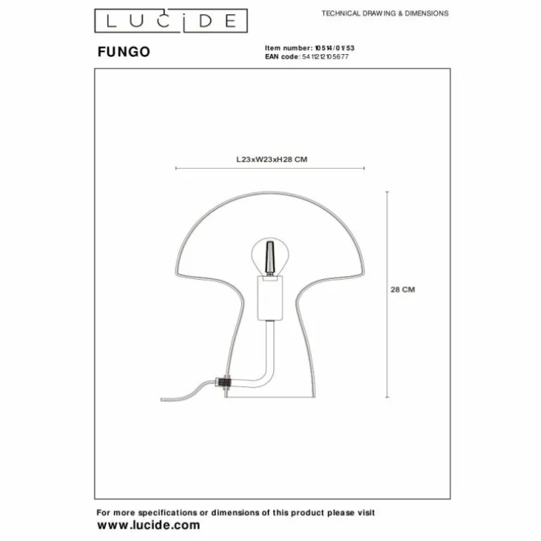 Lampe de table Lucide FUNGO Orange, 1 lumière