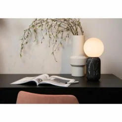 Lampe de table Lucide MARBOL Aspect marbre, Noir, 1 lumière