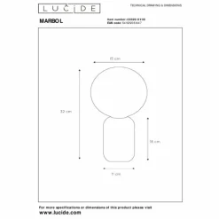 Lampe de table Lucide MARBOL Aspect marbre, Noir, 1 lumière