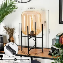 Lampe de table Manzano Noir, 1 lumière