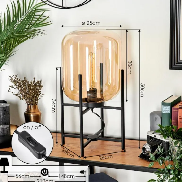 Lampe de table Manzano Noir, 1 lumière