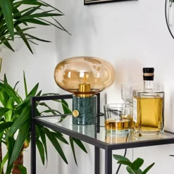 Lampe de table Maoro Vert, Laiton, 1 lumière