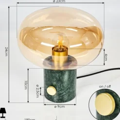 Lampe de table Maoro Vert, Laiton, 1 lumière