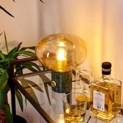 Lampe de table Maoro Vert, Laiton, 1 lumière