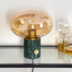 Lampe de table Maoro Vert, Laiton, 1 lumière