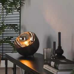 Lampe de table Mirror Nickel mat, Noir, 1 lumière