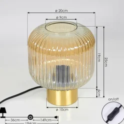 Lampe de table Paeni Ambre, 1 lumière