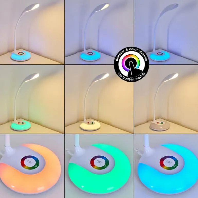 Lampe de table Paphos LED Blanc, 1 lumière, Changeur de couleurs
