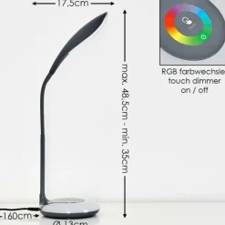 Lampe de table Paphos LED Noir, 1 lumière, Changeur de couleurs