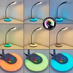 Lampe de table Paphos LED Noir, 1 lumière, Changeur de couleurs