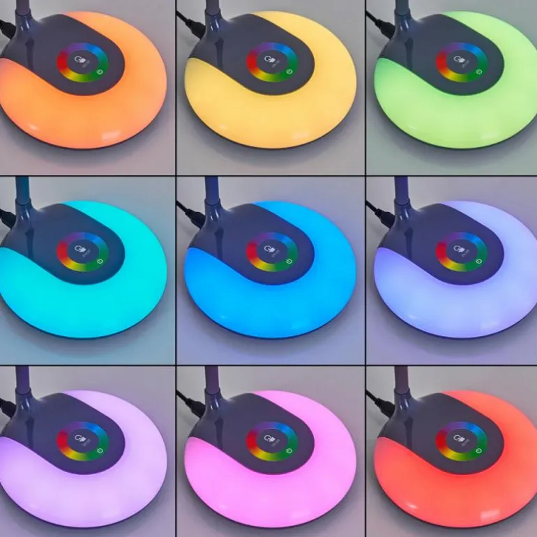 Lampe de table Paphos LED Noir, 1 lumière, Changeur de couleurs