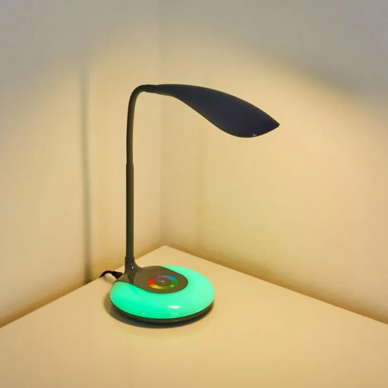 Lampe de table Paphos LED Noir, 1 lumière, Changeur de couleurs