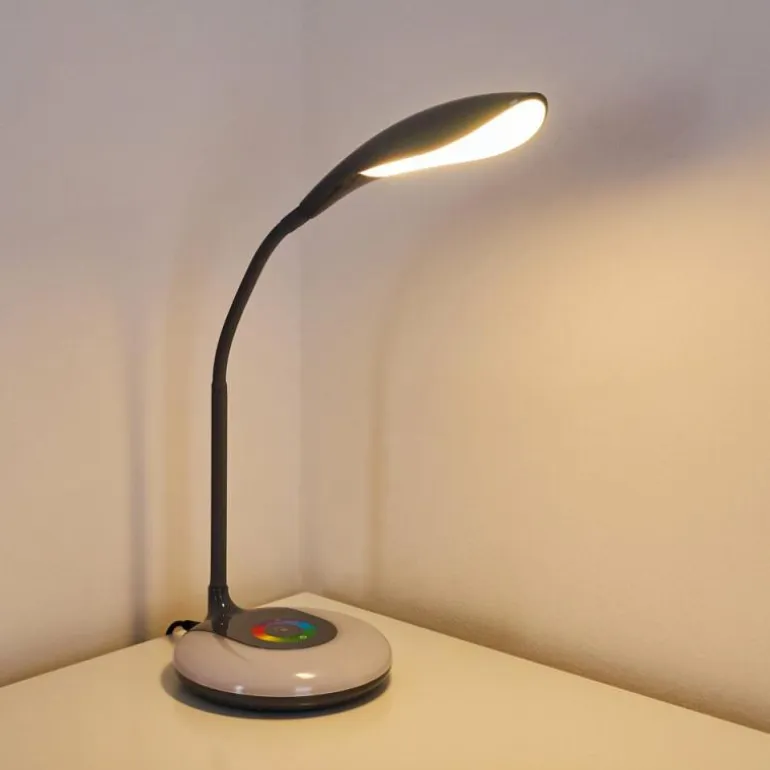 Lampe de table Paphos LED Noir, 1 lumière, Changeur de couleurs