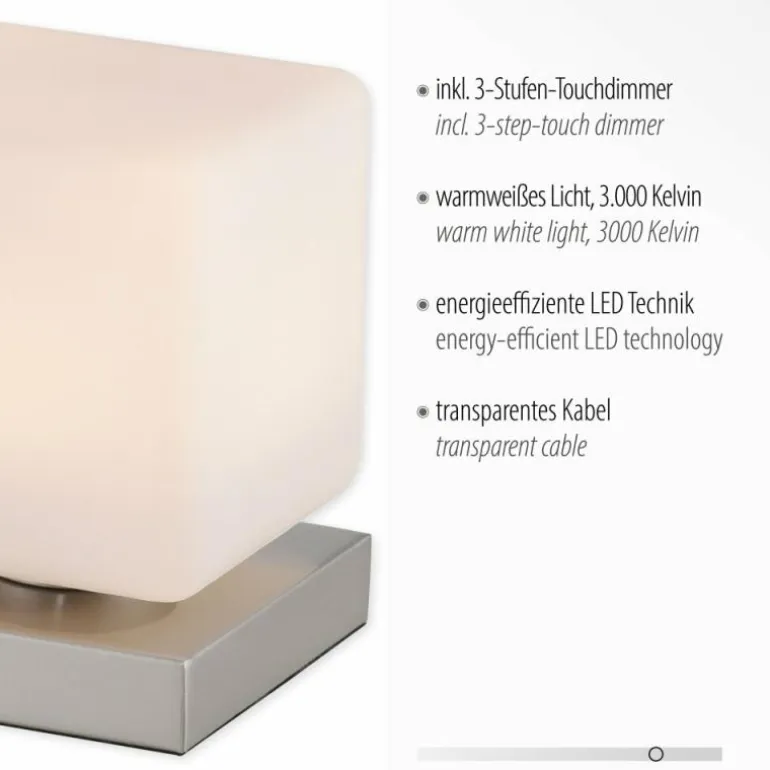 Lampe de table Paul Neuhaus DADOA LED Acier brossé, 1 lumière