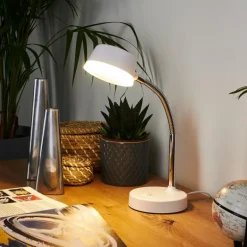 Lampe de table Pineda LED Chrome, Blanc, 1 lumière