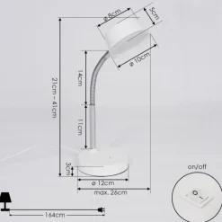 Lampe de table Pineda LED Chrome, Blanc, 1 lumière