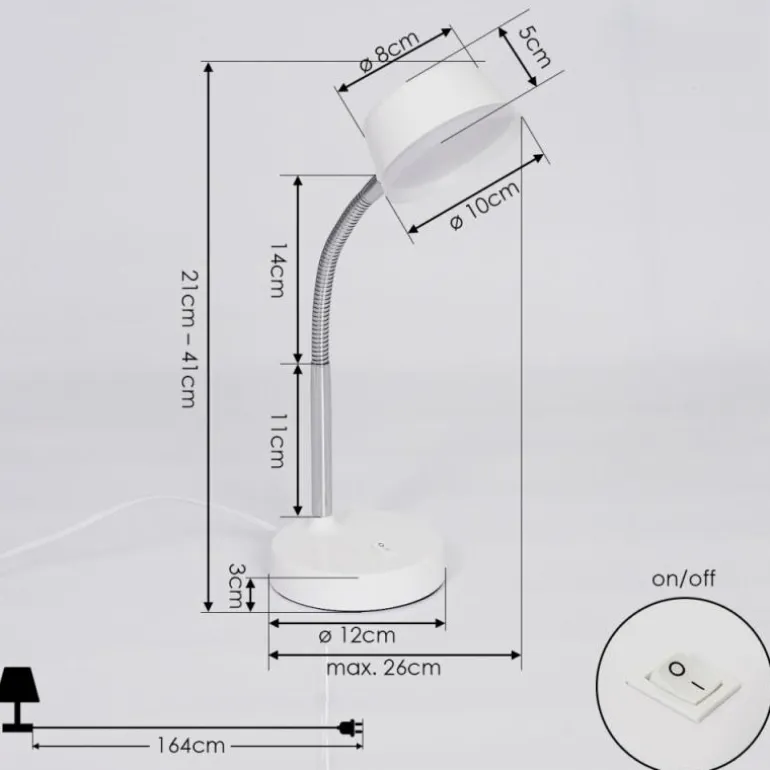 Lampe de table Pineda LED Chrome, Blanc, 1 lumière