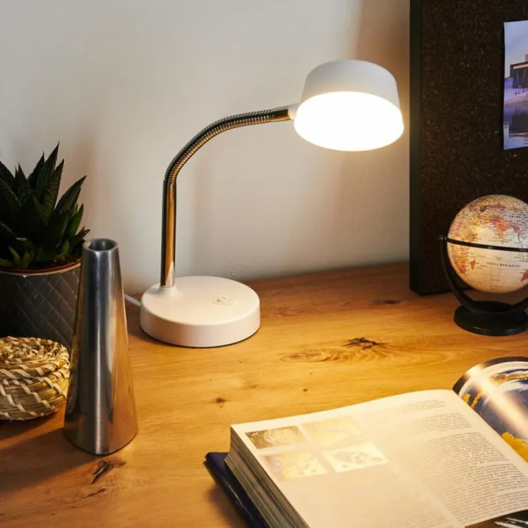 Lampe de table Pineda LED Chrome, Blanc, 1 lumière