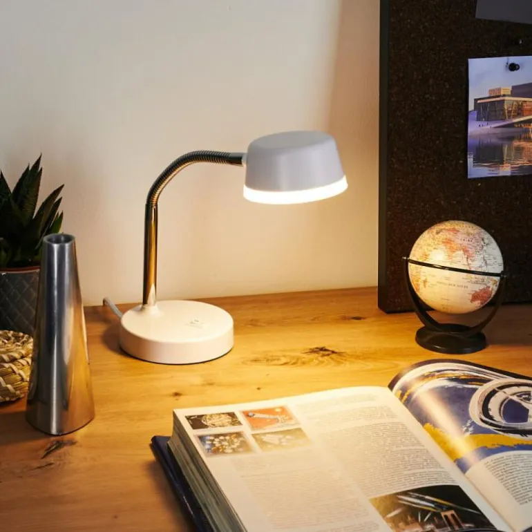 Lampe de table Pineda LED Chrome, Blanc, 1 lumière
