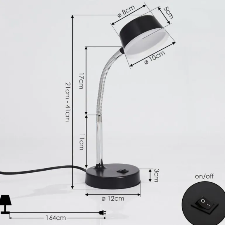 Lampe de table Pineda LED Chrome, Noir, 1 lumière