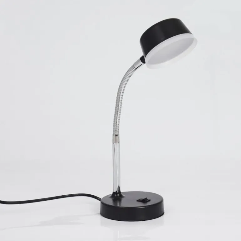 Lampe de table Pineda LED Chrome, Noir, 1 lumière