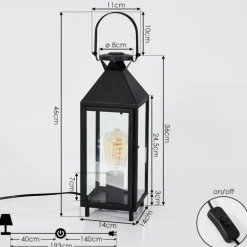 Lampe de table Raupunga Noir, 1 lumière