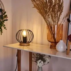 Lampe de table Refresco Bois foncé, Noir, 1 lumière