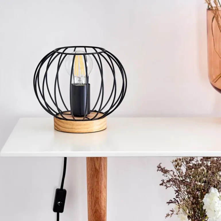Lampe de table Refresco Bois foncé, Noir, 1 lumière