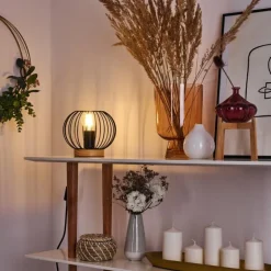 Lampe de table Refresco Bois foncé, Noir, 1 lumière