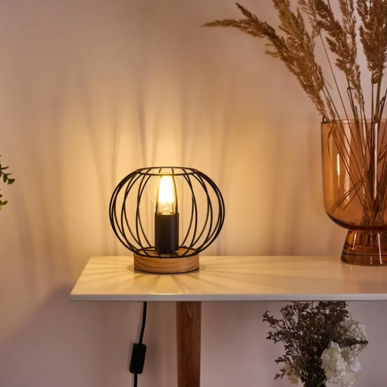 Lampe de table Refresco Bois foncé, Noir, 1 lumière